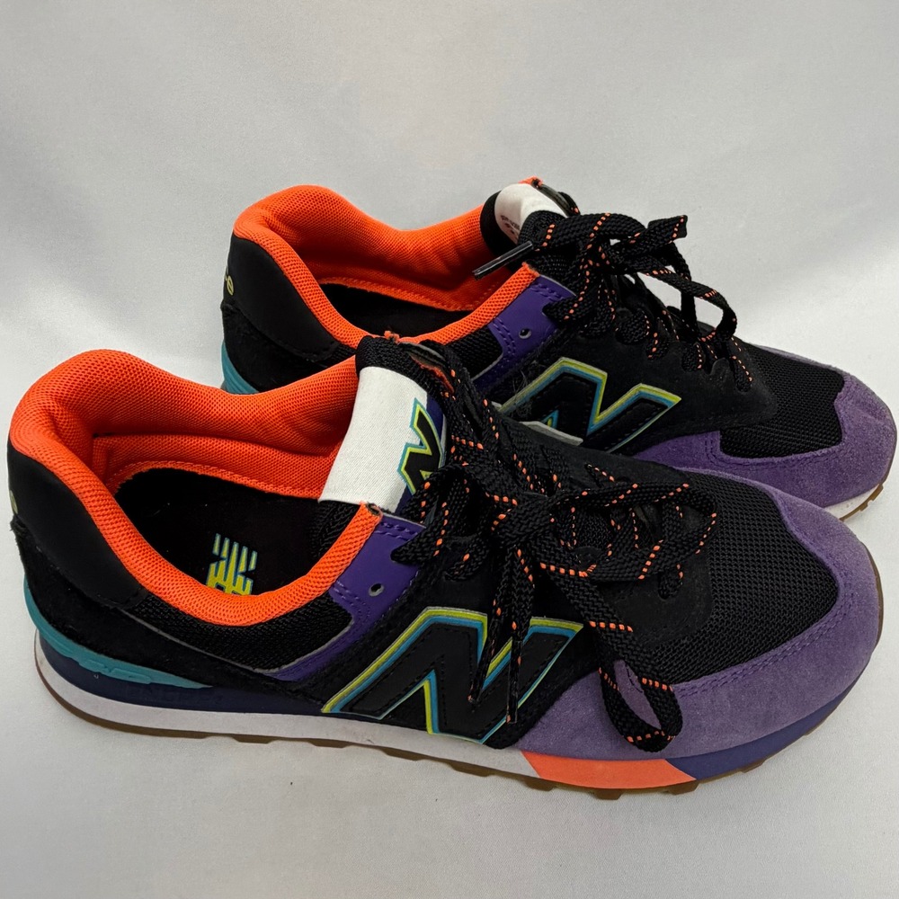 New Balance 574 Mens Sneakers Purple Black Orange Teal ML574HA2 Retro Low Top - Picture 2 of 10